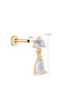 Kosiner jóias 14K ouro maciço Moonstone Dangle Flatback Stud