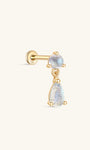 Kosiner jóias 14K ouro maciço Moonstone Dangle Flatback Stud