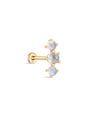 kosiner jewelry 14K Solid Gold Cluster Moonstone Flatback Stud