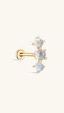 kosiner jewelry 14K Solid Gold Cluster Moonstone Flatback Stud