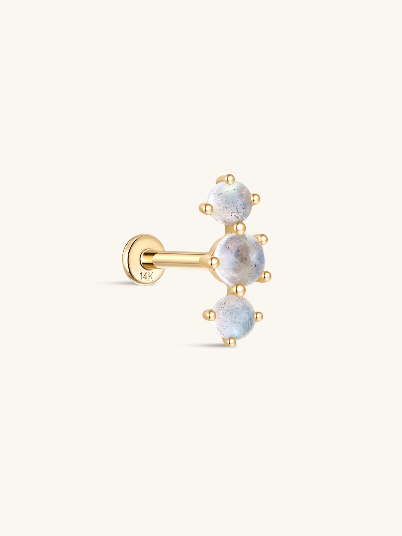 kosiner jewelry 14K Solid Gold Cluster Moonstone Flatback Stud