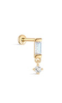 Joias kosiner 14K ouro maciço retângulo moonstone flatback stud