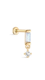 kosiner jewelry 14K Solid Gold Rectangle Moonstone Flatback Stud