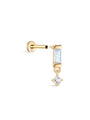 kosiner jewelry 14K Solid Gold Rectangle Moonstone Flatback Stud