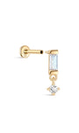Joias kosiner 14K ouro maciço retângulo moonstone flatback stud