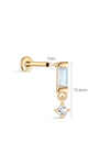 Joias kosiner 14K ouro maciço retângulo moonstone flatback stud
