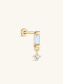 kosiner jewelry 14K Solid Gold Rectangle Moonstone Flatback Stud