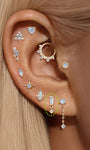Joias kosiner 14K ouro maciço retângulo moonstone flatback stud
