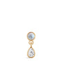 kosiner jewelry 14K Solid Gold Bezel Pear Dangle Moonstone Flatback Stud