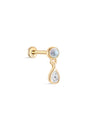 kosiner jewelry 14K Solid Gold Bezel Pear Dangle Moonstone Flatback Stud