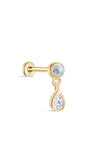 kosiner jewelry 14K Solid Gold Bezel Pear Dangle Moonstone Flatback Stud