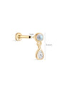 kosiner jewelry 14K Solid Gold Bezel Pear Dangle Moonstone Flatback Stud