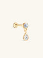kosiner jewelry 14K Solid Gold Bezel Pear Dangle Moonstone Flatback Stud