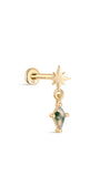 kosiner jewelry 14K Solid Gold Moss Agate Eight - pointed Star Flatback Stud