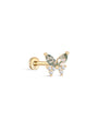 kosiner jewelry 14K Solid Gold Moss Agate Butterfly Flatback Stud