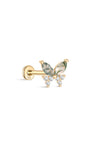 Kosiner Schmuck 14K Massivgold Moosachat Schmetterling Flatback Ohrstecker
