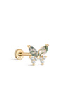kosiner jewelry 14K Solid Gold Moss Agate Butterfly Flatback Stud