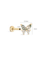 kosiner jewelry 14K Solid Gold Moss Agate Butterfly Flatback Stud