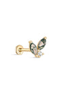 Kosiner Schmuck 14K Massivgold Moosachat Pferdeauge Ohrstecker mit flacher Rückseite