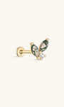 Kosiner Schmuck 14K Massivgold Moosachat Pferdeauge Ohrstecker mit flacher Rückseite