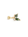 kosiner jewelry 14K Solid Gold Butterfly Moss Agate Flatback Stud