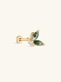kosiner jewelry 14K Solid Gold Butterfly Moss Agate Flatback Stud