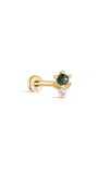 kosiner jewelry 14K Solid Gold Lovely Moss Agate Flatback Stud