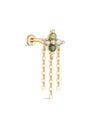 kosiner jewelry 14K Solid Gold Moss Agate Flower Tassel Flatback Stud