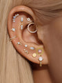 Kosiner 14K Solid Gold Opal Classic Flatback Piercing Stud Earrings