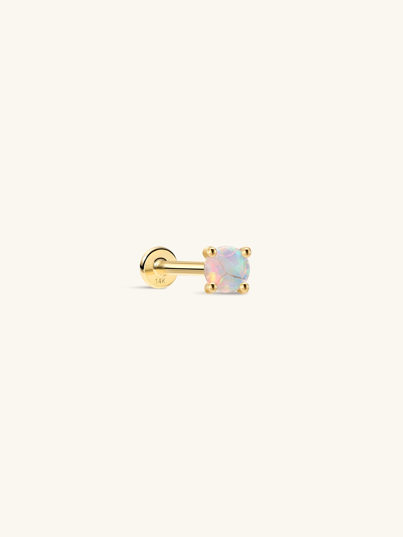Kosiner 14K Solid Gold Opal Flatback Stud Earrings