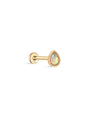 Kosiner 14K Solid Gold Teardrop Opal Classic Flatback Piercing Stud Earrings