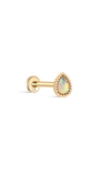 Kosiner 14K Solid Gold Teardrop Opal Classic Flatback Piercing Stud Earrings