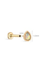 Orecchini a bottone classici con piercing sul retro piatto Kosiner in oro massiccio 14K a goccia opale