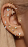 Orecchini a bottone classici con piercing sul retro piatto Kosiner in oro massiccio 14K a goccia opale