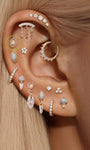 Orecchini a bottone classici con piercing sul retro piatto Kosiner in oro massiccio 14K a goccia opale