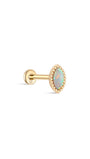 Kosiner 14K Solid Gold Marquise Opal Classic Flatback Piercing Stud Earrings
