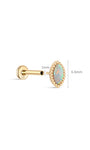 Kosiner 14K Solid Gold Marquise Opal Classic Flatback Piercing Stud Earrings