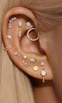 Kosiner 14K Solid Gold Marquise Opal Classic Flatback Piercing Stud Earrings