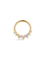 kosiner jewelry 14K Solid Gold Opal Prong Ear Ring Hoop