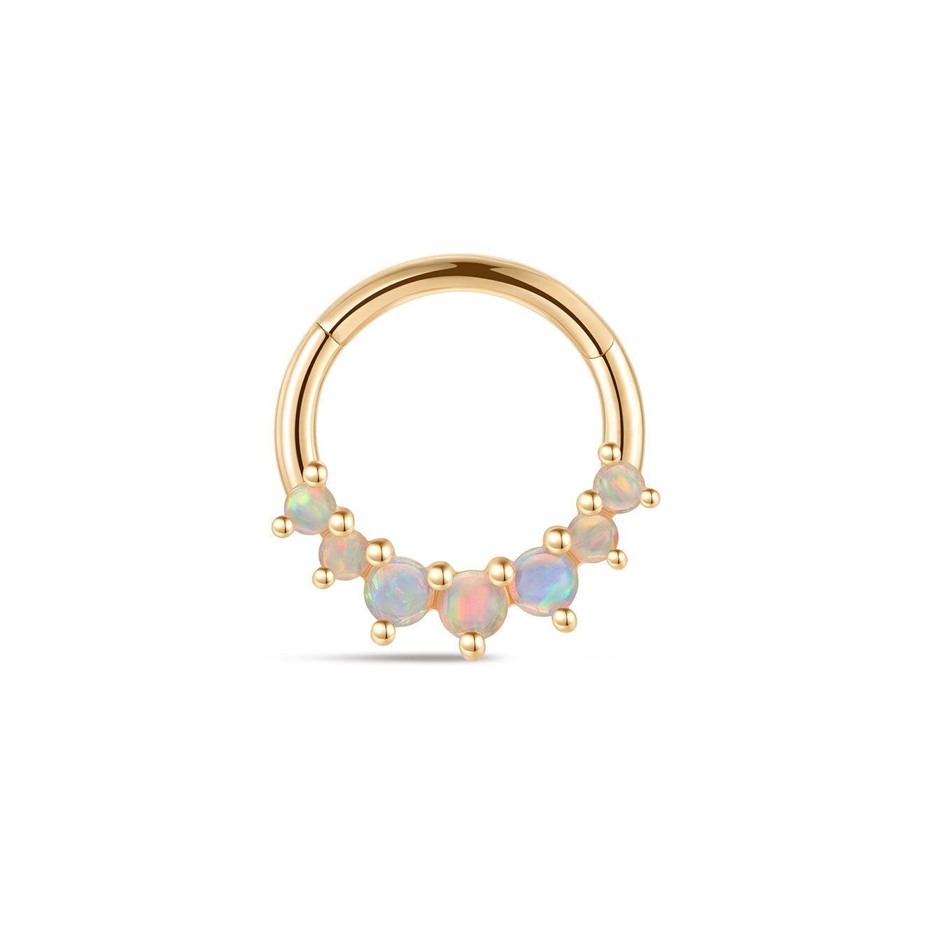 kosiner jewelry 14K Solid Gold Opal Prong Ear Ring Hoop
