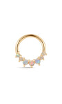 kosiner jewelry 14K Solid Gold Opal Prong Ear Ring Hoop
