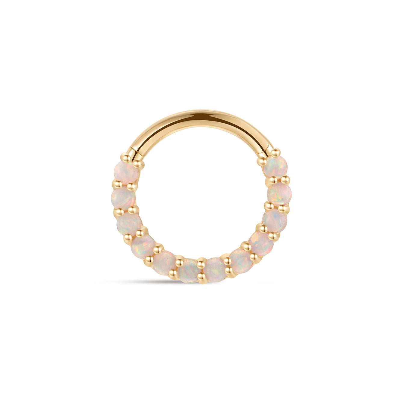 kosiner jewelry 14K Solid Gold Opal Pave Ear Ring Hoop