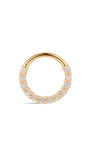 kosiner jewelry 14K Solid Gold Opal Pave Ear Ring Hoop