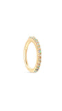 kosiner jewelry 14K Solid Gold Opal Pave Eternity Hoop Huggie Earring