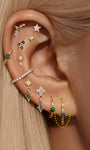Kosiner Jewelry Pendientes de aro clásicos de ágata musgo de oro macizo de 14 quilates