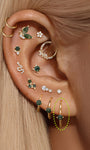 Kosiner Jewelry Pendientes de aro clásicos de ágata musgo de oro macizo de 14 quilates