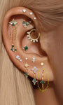 Kosiner Jewelry Pendientes de aro clásicos de ágata musgo de oro macizo de 14 quilates