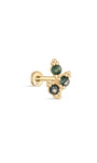 Kosiner Jewelry Pendientes con parte trasera plana de hojas de ágata de musgo de oro macizo de 14 quilates