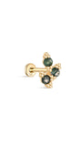 kosiner jewelry 14K Solid Gold Moss Agate Leaves Flatback Stud