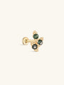 kosiner jewelry 14K Solid Gold Moss Agate Leaves Flatback Stud